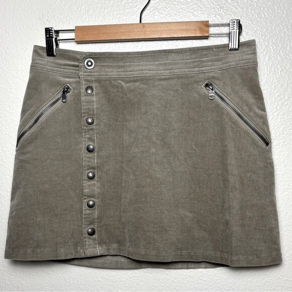 Kuhl Streamline Stretch Corduroy Mini Skirt Snap Front Women's Size 4 Tan - Picture 5 of 16